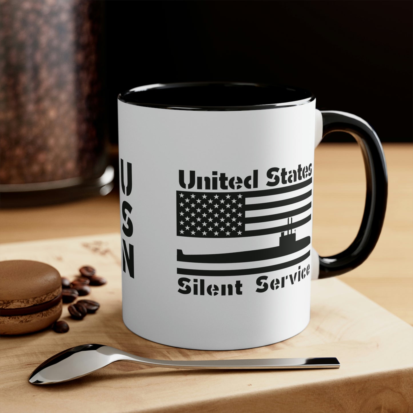 United States Navy Submarine Force Silent Service USA Flag Blackout Accent Coffee Mugs