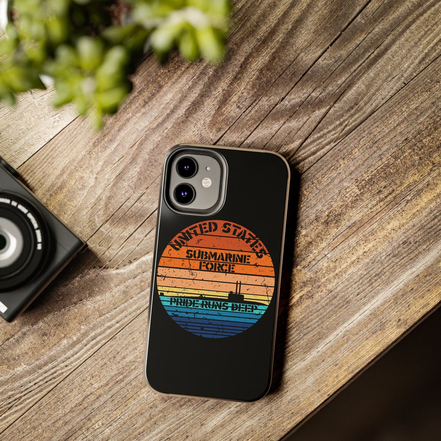 Sunset United States Submarine Force Pride Runs Deep Distressed Tough iPhone Case