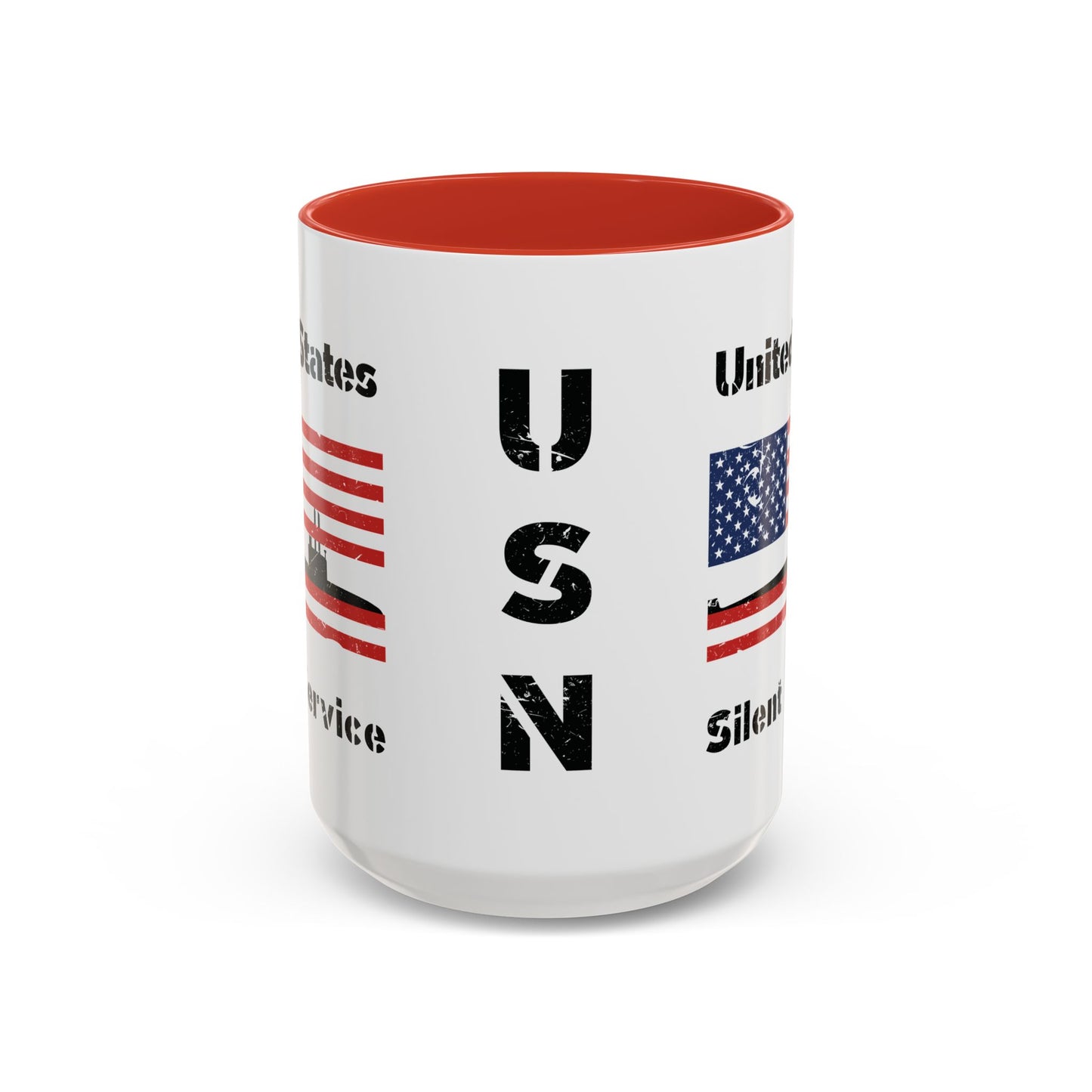 United States Navy Submarine Force Silent Service Distressed American Flag Accent Coffee Mugs