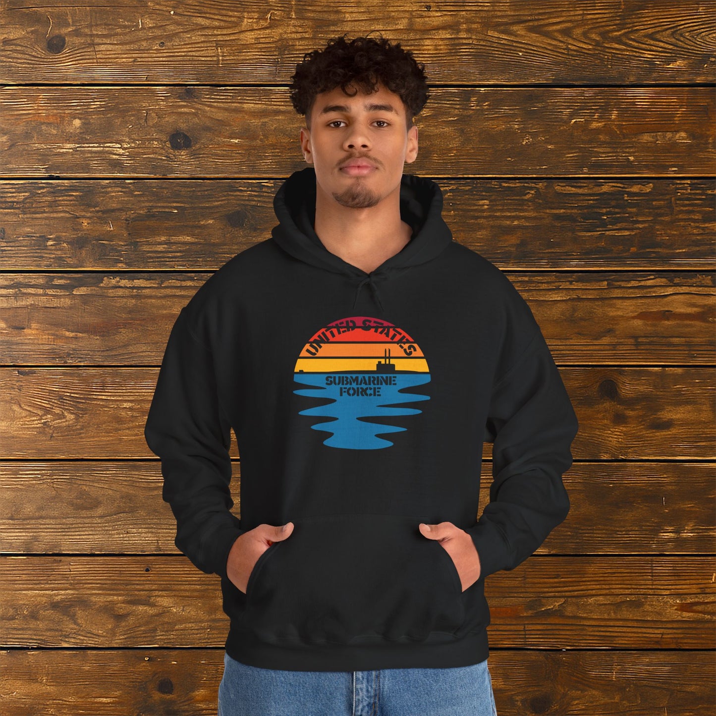 Sunset United States Submarine Force Half Vintage Unisex Heavy Blend™ Hooded Sweatshirt