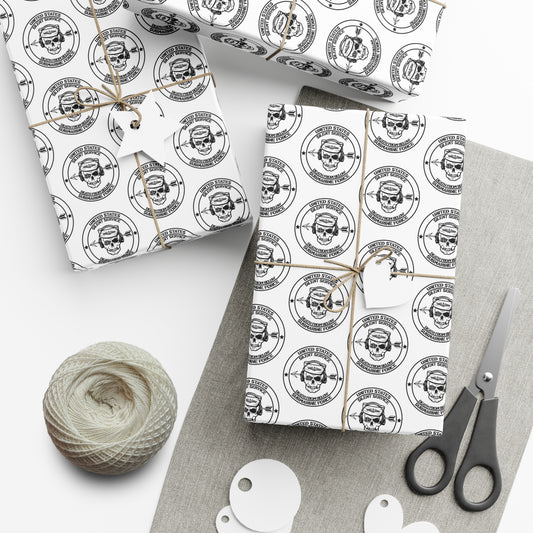 US Navy Submarine Force Silent Service Death From Below Sailor Skull with Dolphins White Gift Wrap Papers