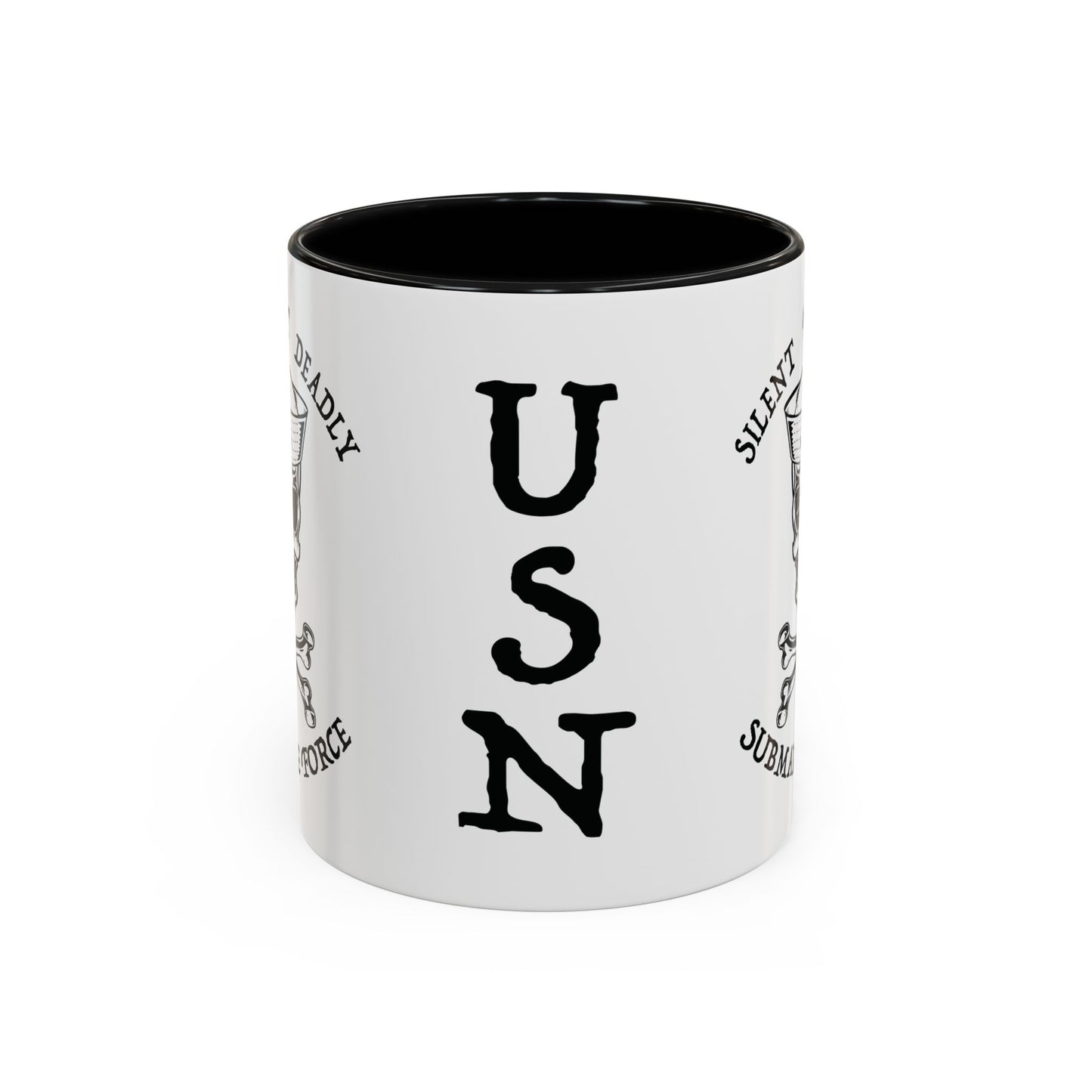 USN Submarine Force Silent Fast Deadly Skull & Crossbones Sailor Accent Coffee Mugs