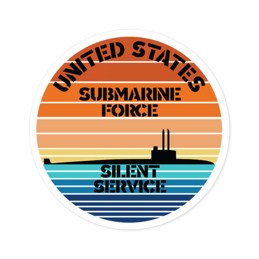 Sunset United States Submarine Force Silent Service Round Sticker