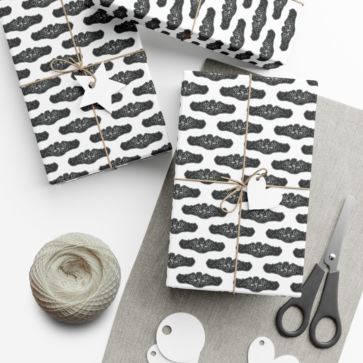 United States Navy Submarine Force Silent Service Silver Enlisted Dolphins White Gift Wrap Papers