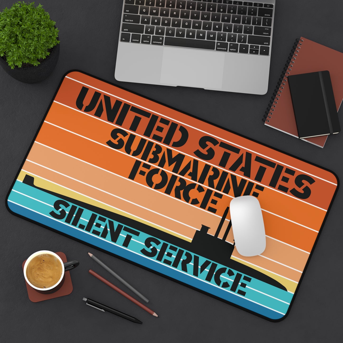 Sunset United States Submarine Force Silent Service Retro Vintage Desk Mat