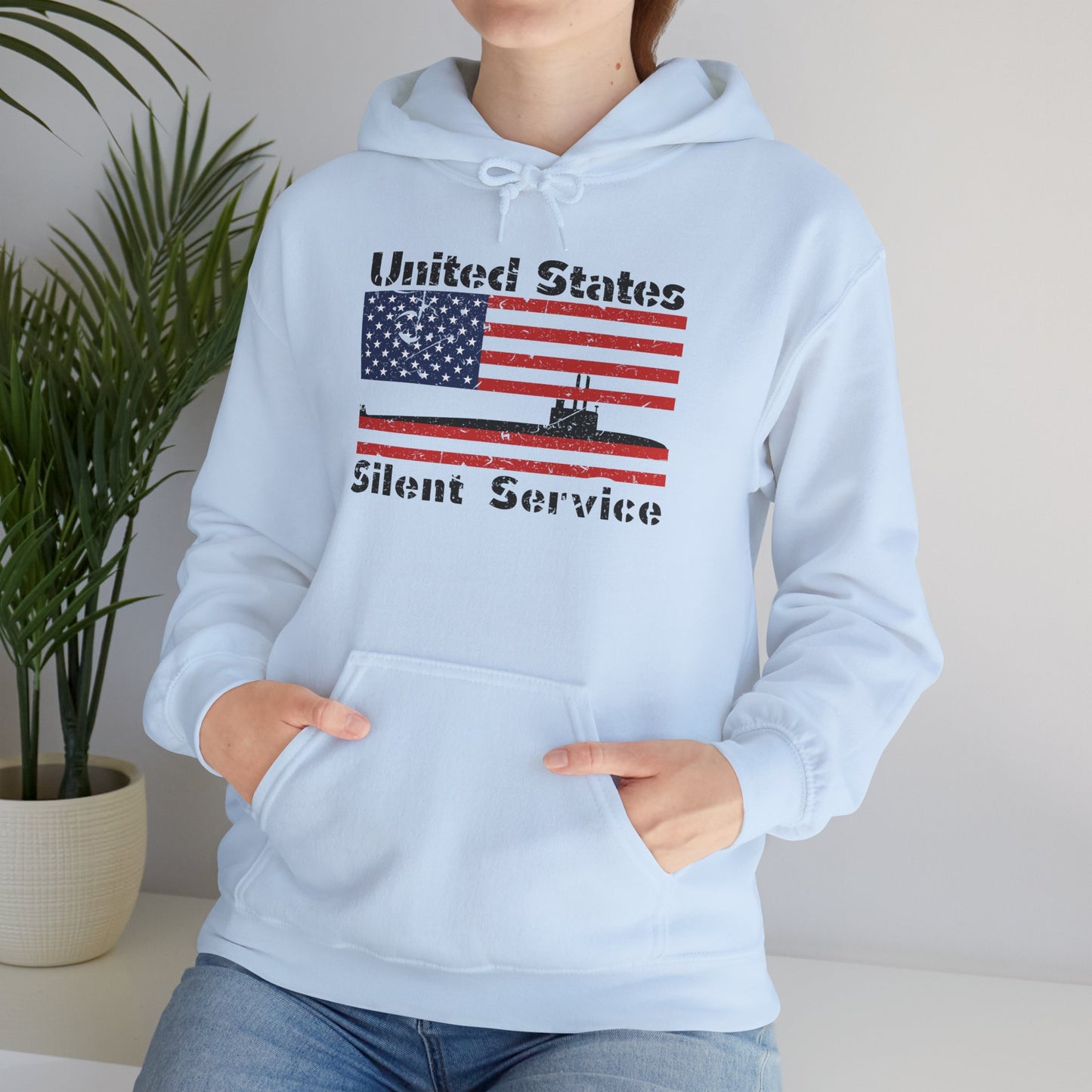 United States Submarine Silent Service Distressed USA Flag Unisex Heavy Blend™ Hooded Sweatshirt