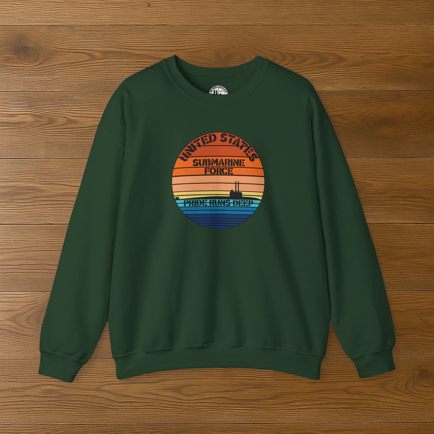 Sunset United States Navy Submarine Force Pride Runs Deep Vintage Unisex Heavy Blend™ Crewneck Sweatshirt