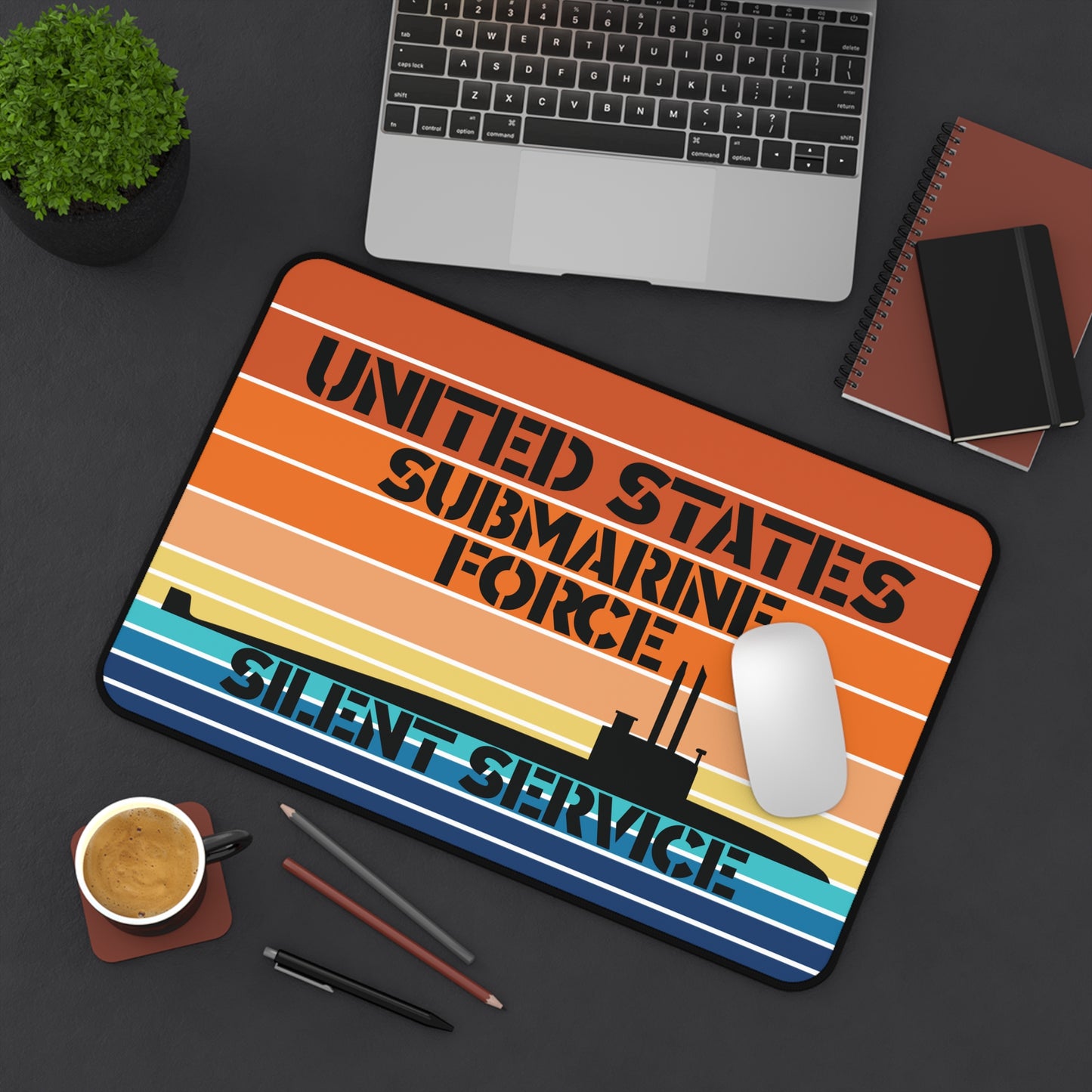 Sunset United States Submarine Force Silent Service Retro Vintage Desk Mat