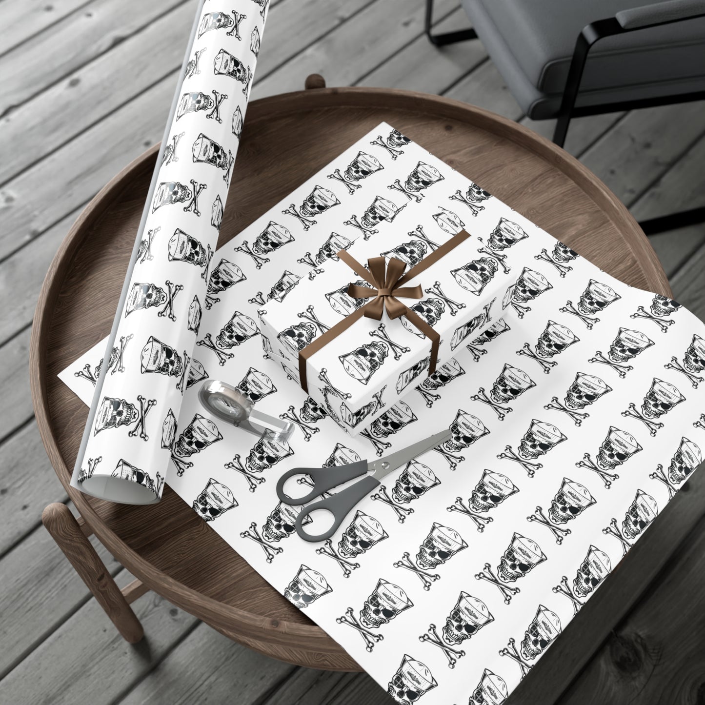 US Navy Submarine Force Skull & Crossbones Sailor White Gift Wrap Papers
