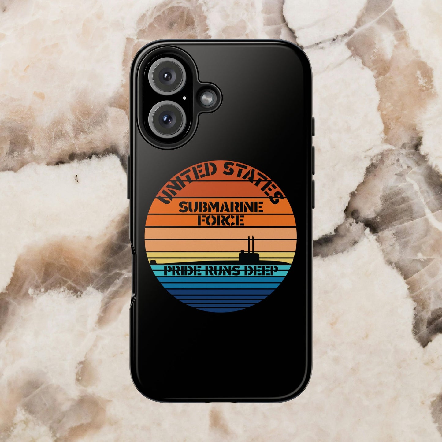 Sunset United States Submarine Force Pride Runs Deep Black Tough iPhone Case