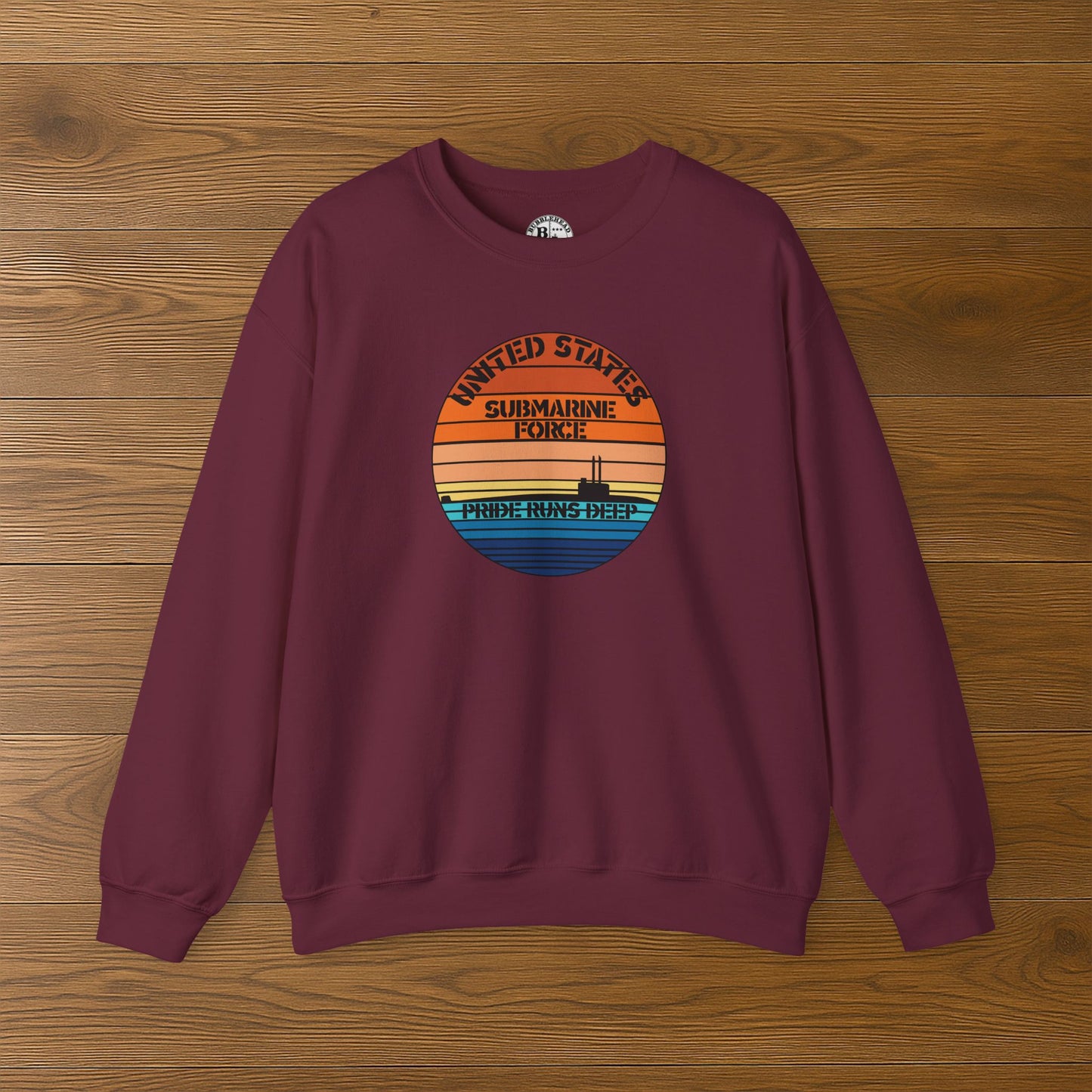 Sunset United States Navy Submarine Force Pride Runs Deep Vintage Unisex Heavy Blend™ Crewneck Sweatshirt