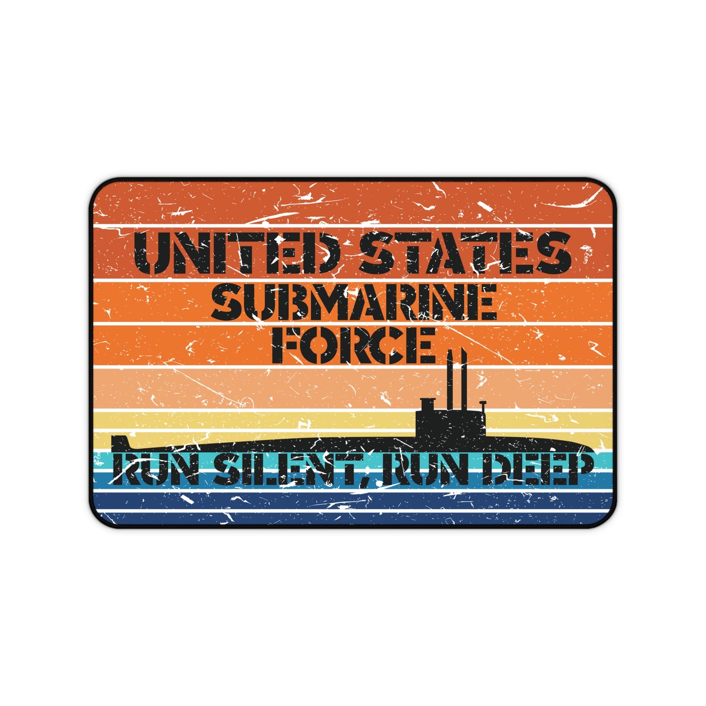 Sunset United States Submarine Force Run Silent Run Deep Distressed Retro Vintage Desk Mat