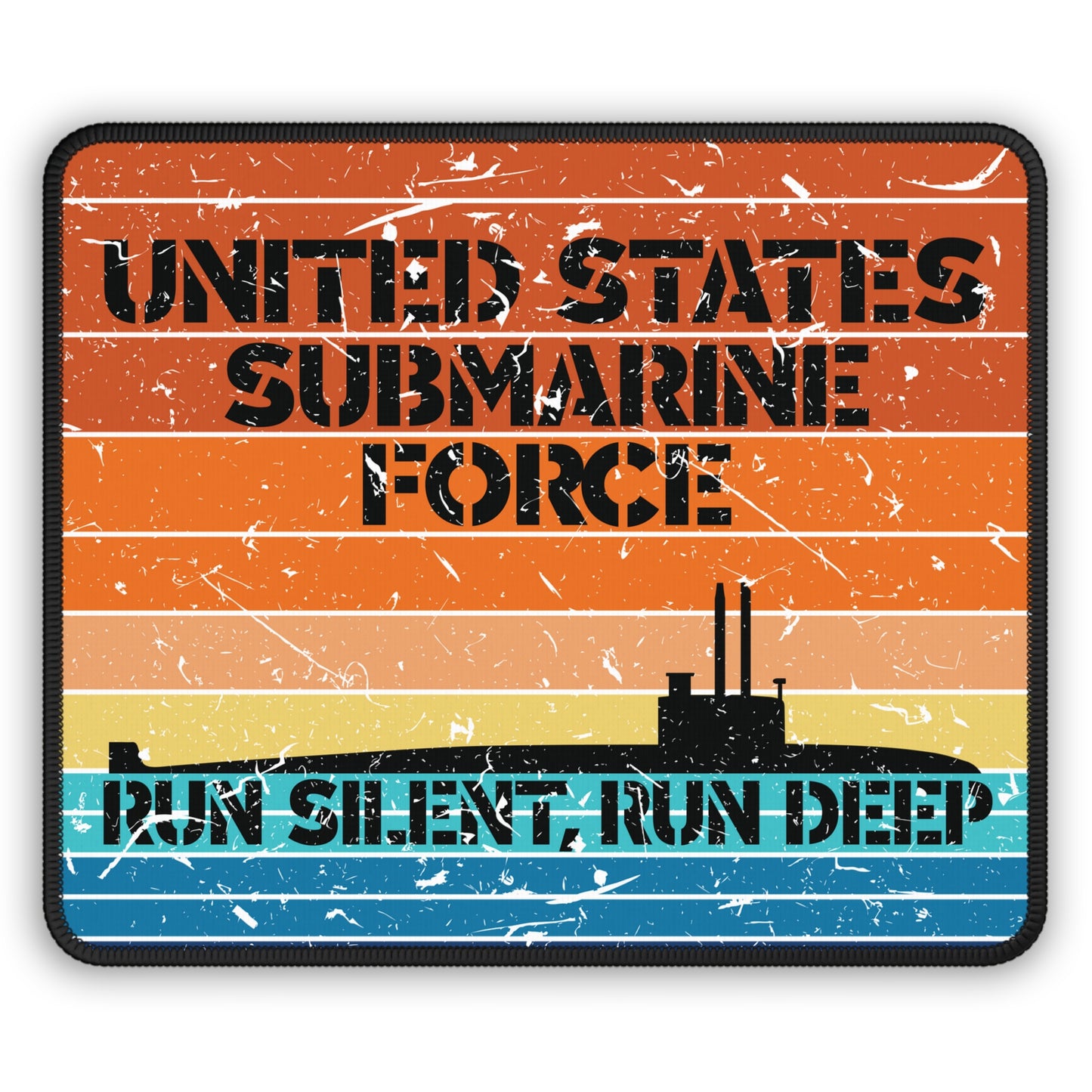 Sunset United States Submarine Force Run Silent Run Deep Distressed Retro Vintage Gaming Mouse Pad