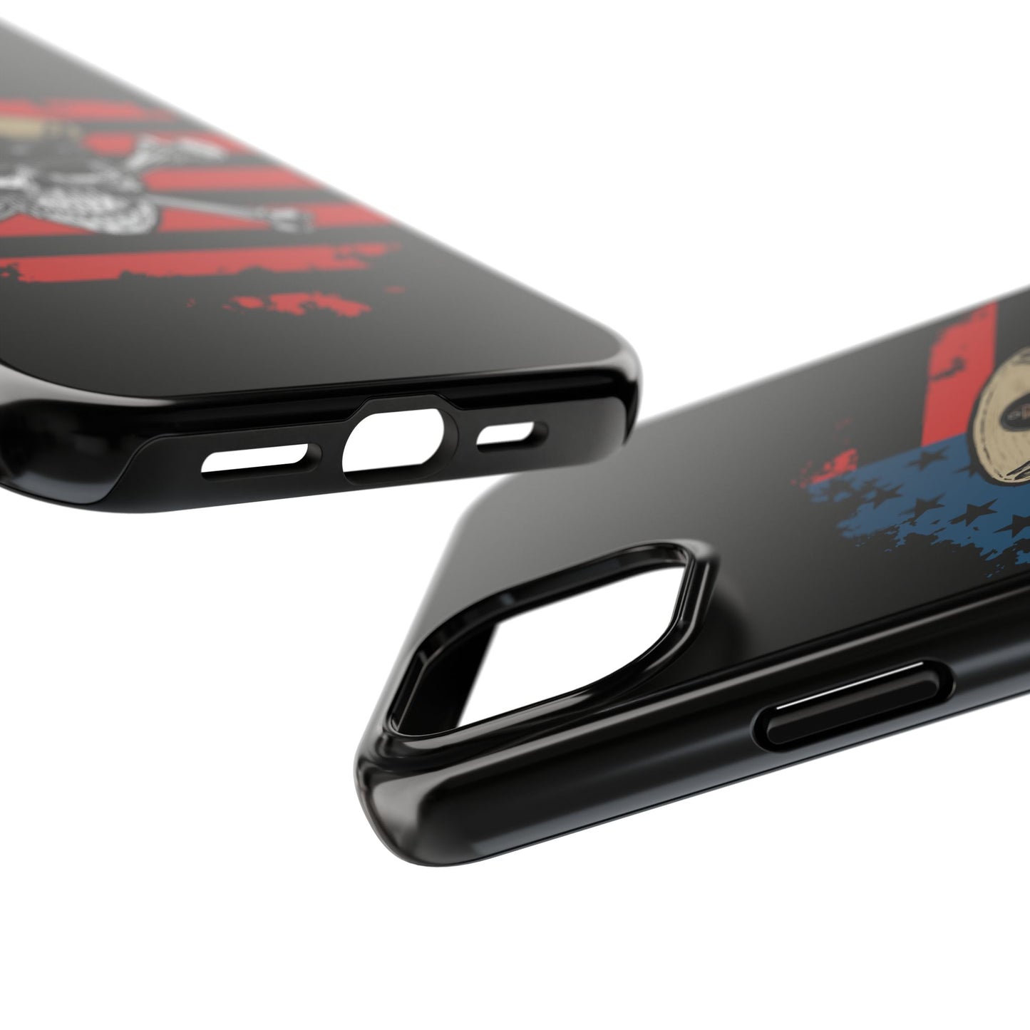 Naval Chief Skull & Crossbones on American Flag Black Tough iPhone Case
