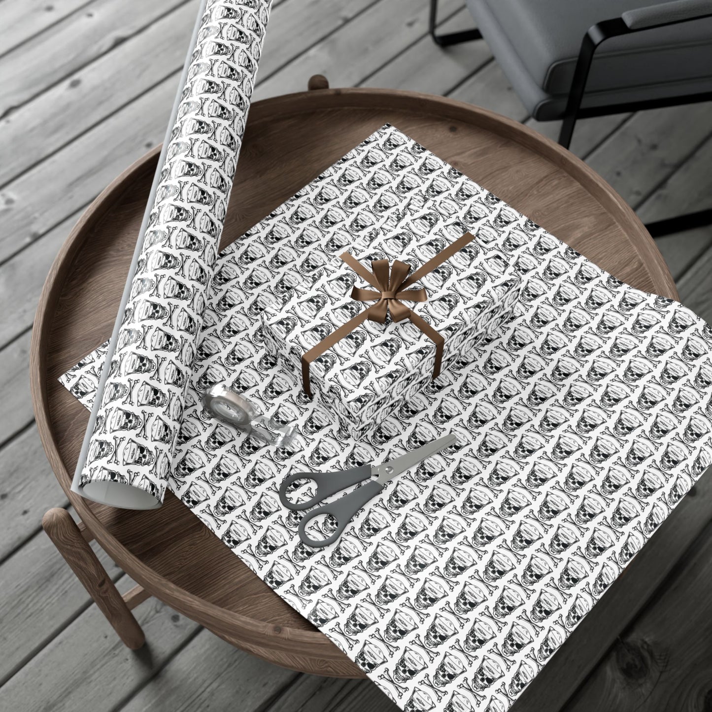 US Navy Submarine Force Skull & Crossbones Sailor White Gift Wrap Papers