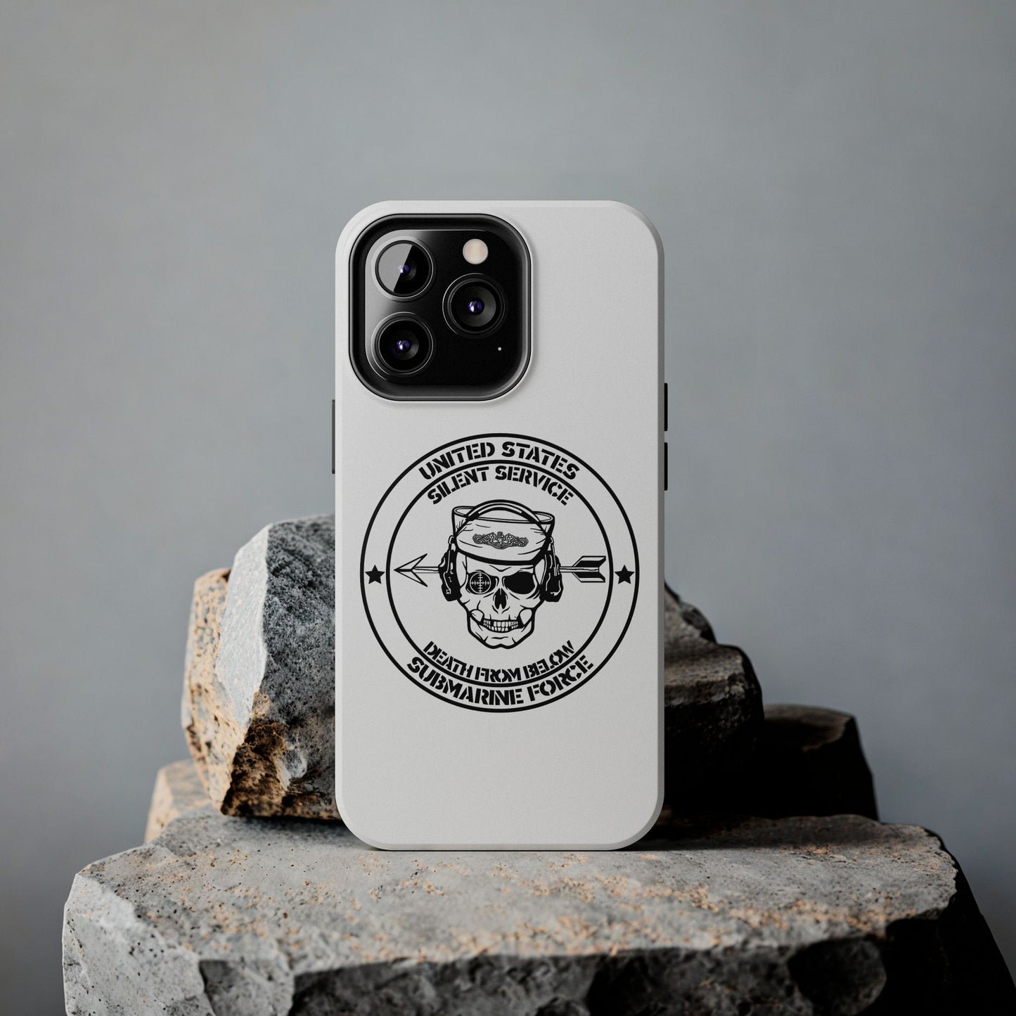 U.S. Submarine Force Silent Service Death From Below Sailor Skull Tough White iPhone Case