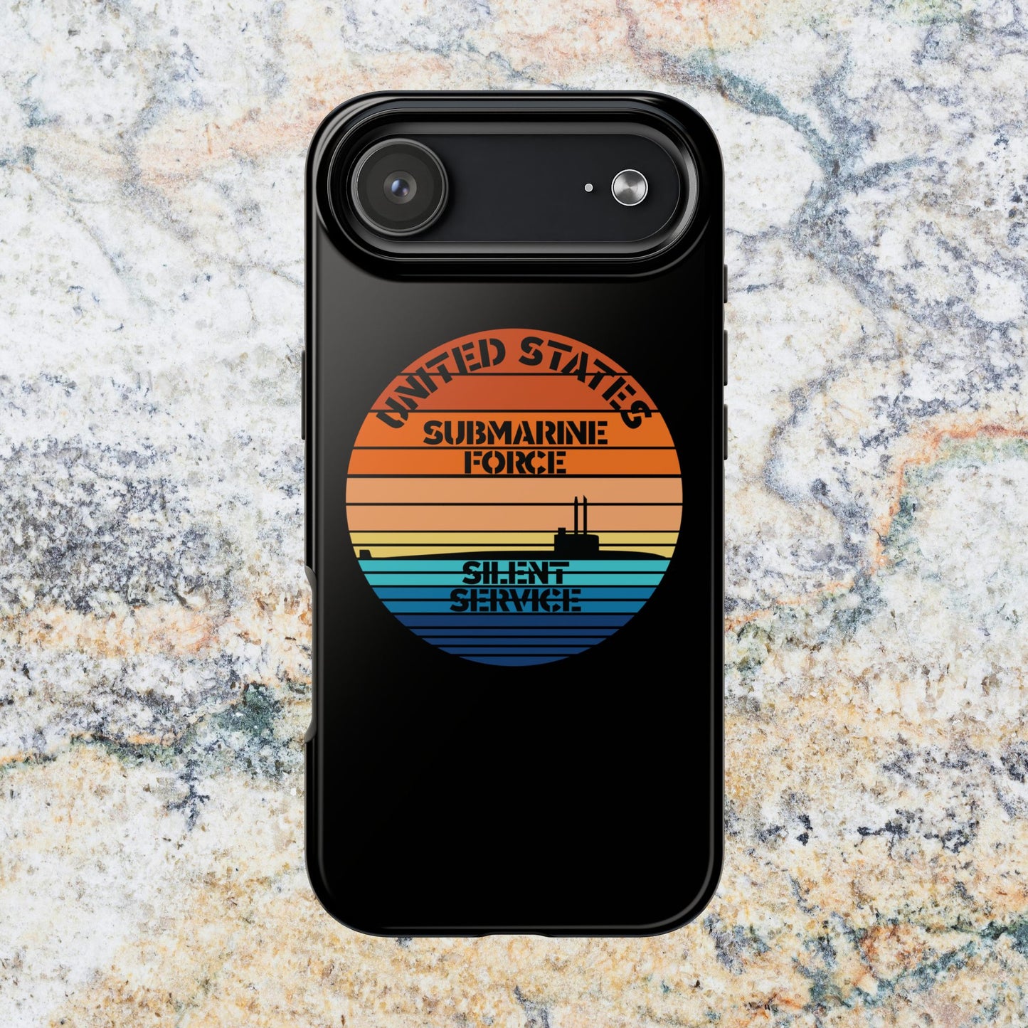 Sunset United States Submarine Force Silent Service Black Tough iPhone Case