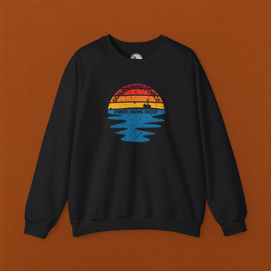 Sunset United States Navy Submarine Force Pride Runs Deep Distressed Mk2 Vintage Unisex Heavy Blend™ Crewneck Sweatshirt