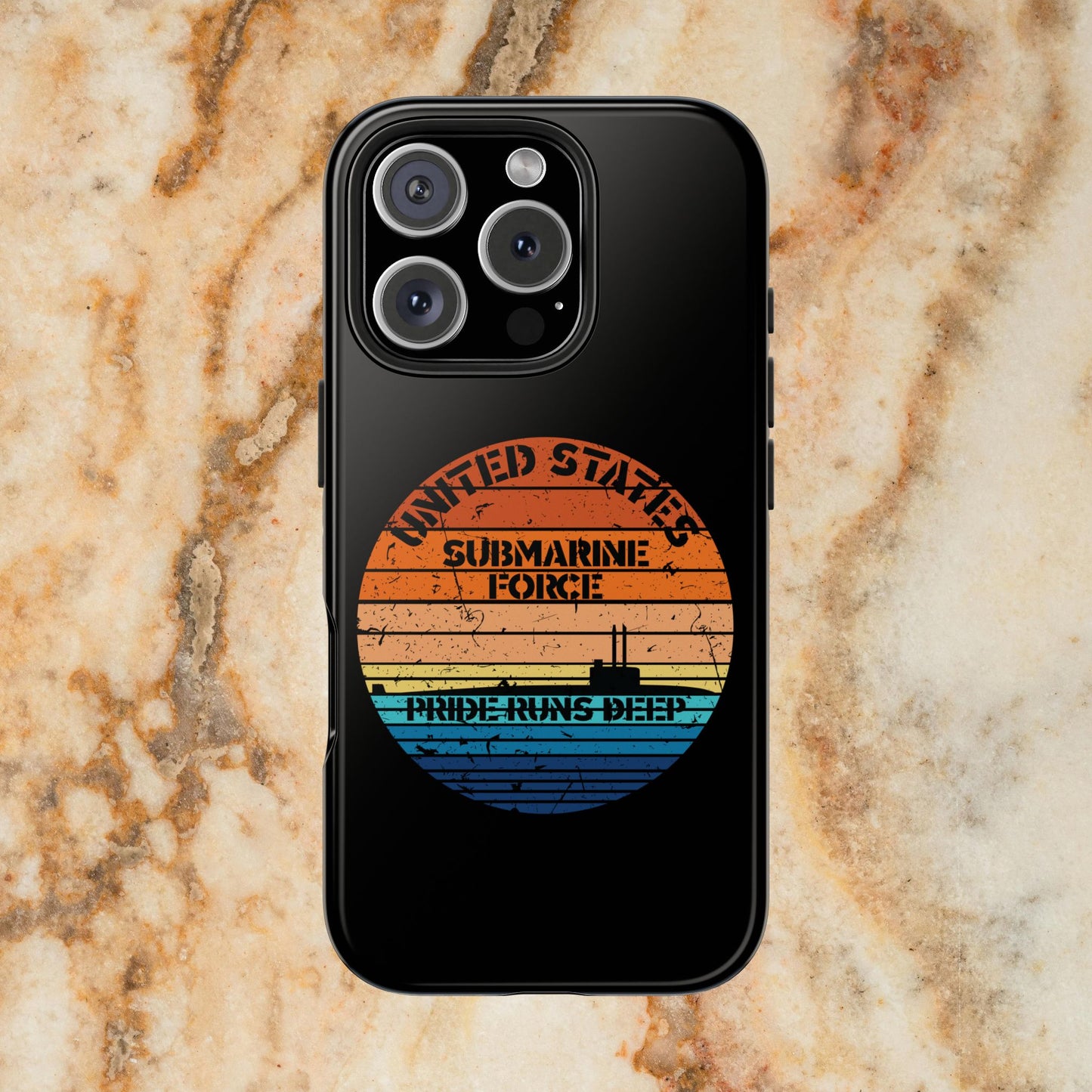 Sunset United States Submarine Force Pride Runs Deep Distressed Tough iPhone Case