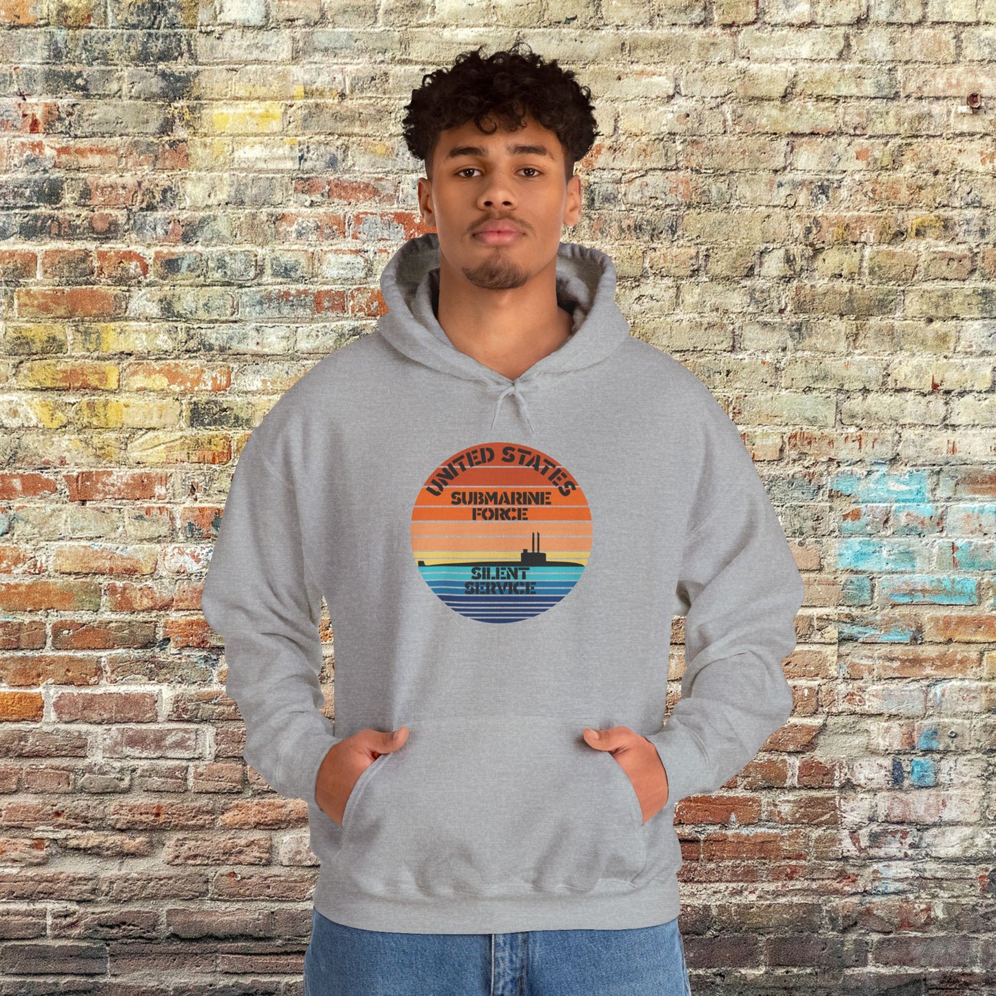 Sunset United States Submarine Force Silent Service Vintage Unisex Heavy Blend™ Hooded Sweatshirt