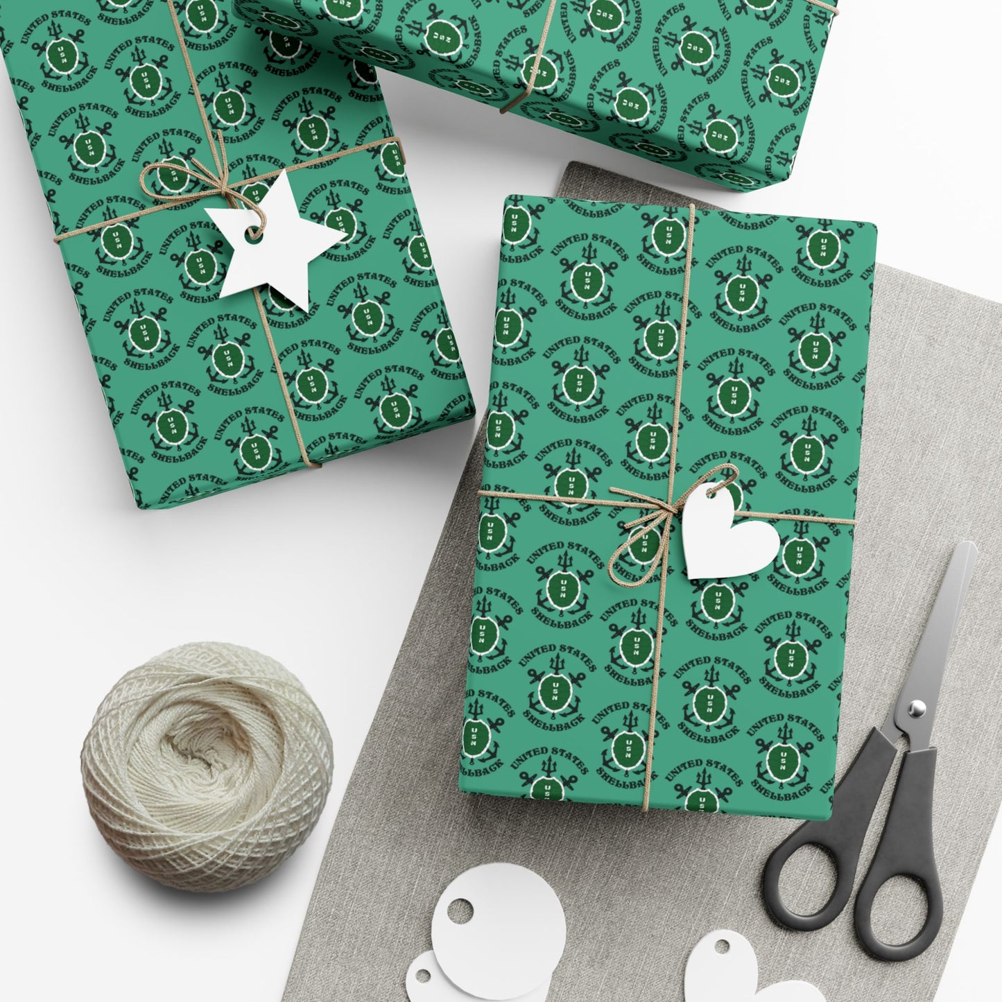 United States Navy Shellback Ancient Order of the Deep Naval Line-crossing Ceremony Seafoam Green Gift Wrap Papers