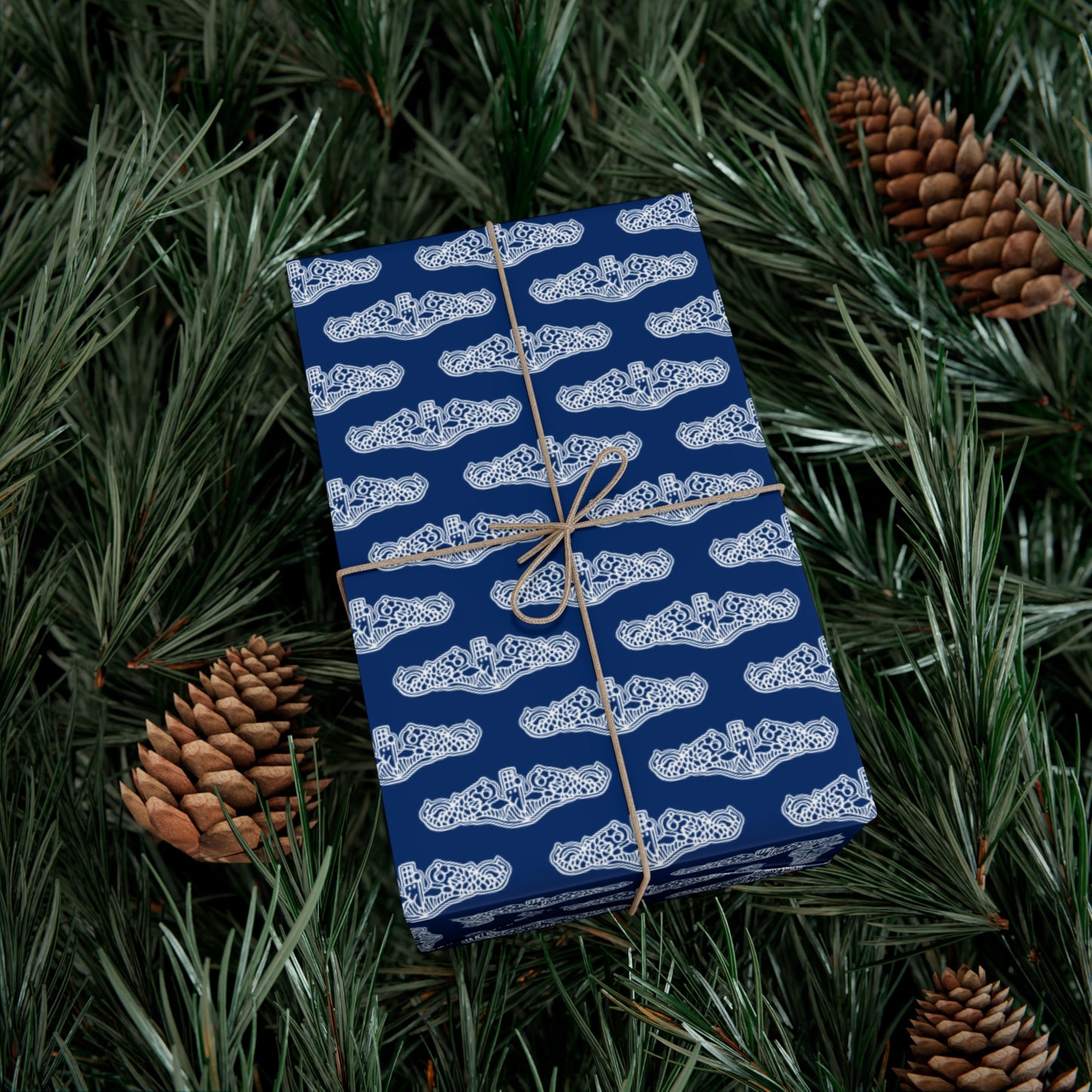 United States Navy Submarine Force White Dolphins Blue Gift Wrap Papers