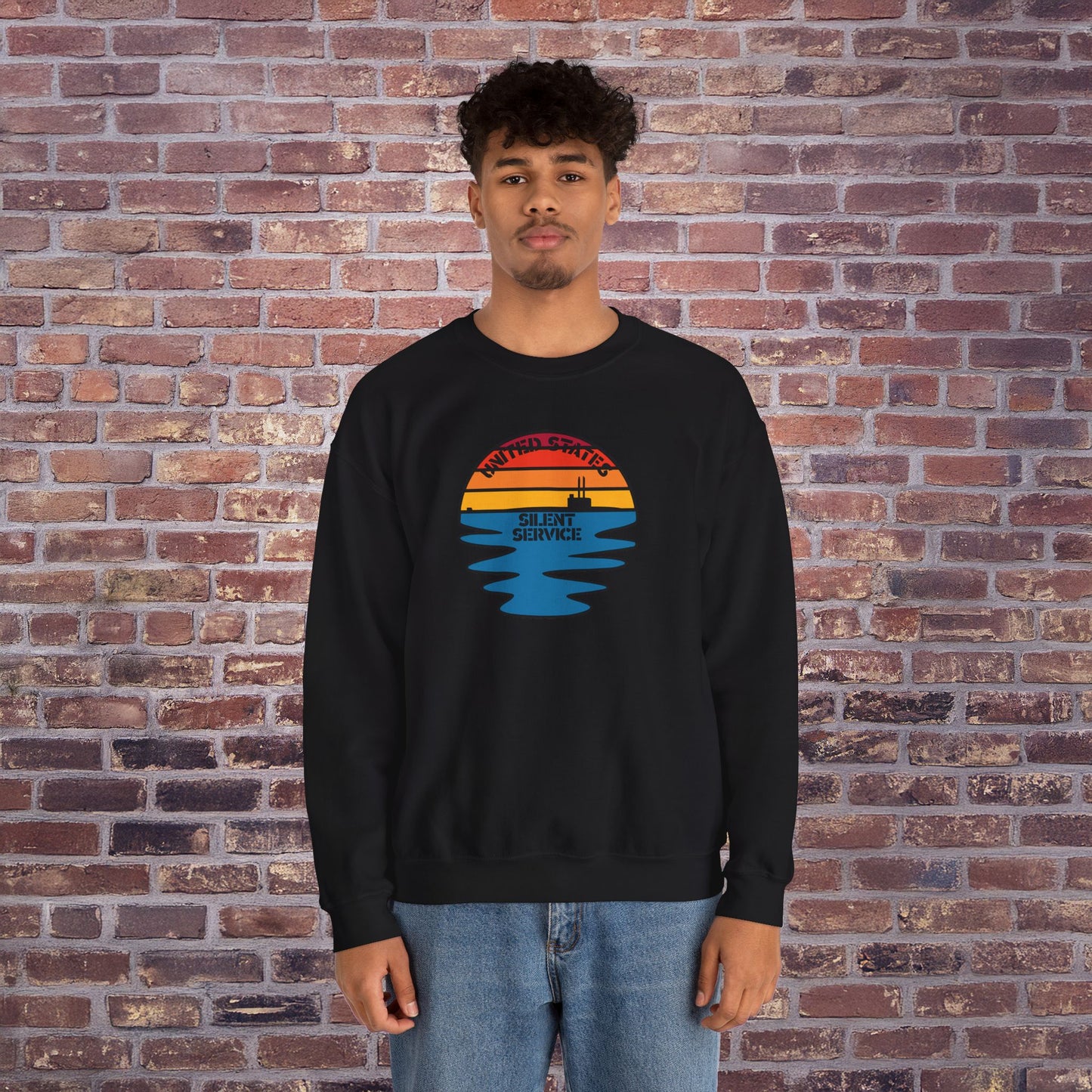 Sunset United States Navy Submarine Force Silent Service Vintage Mk2 Unisex Heavy Blend™ Crewneck Sweatshirt