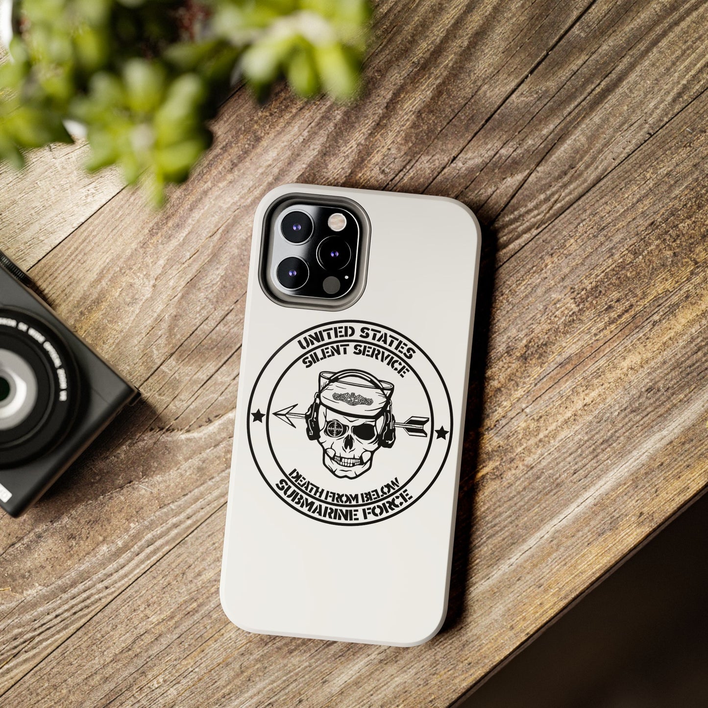 U.S. Submarine Force Silent Service Death From Below Sailor Skull Tough White iPhone Case