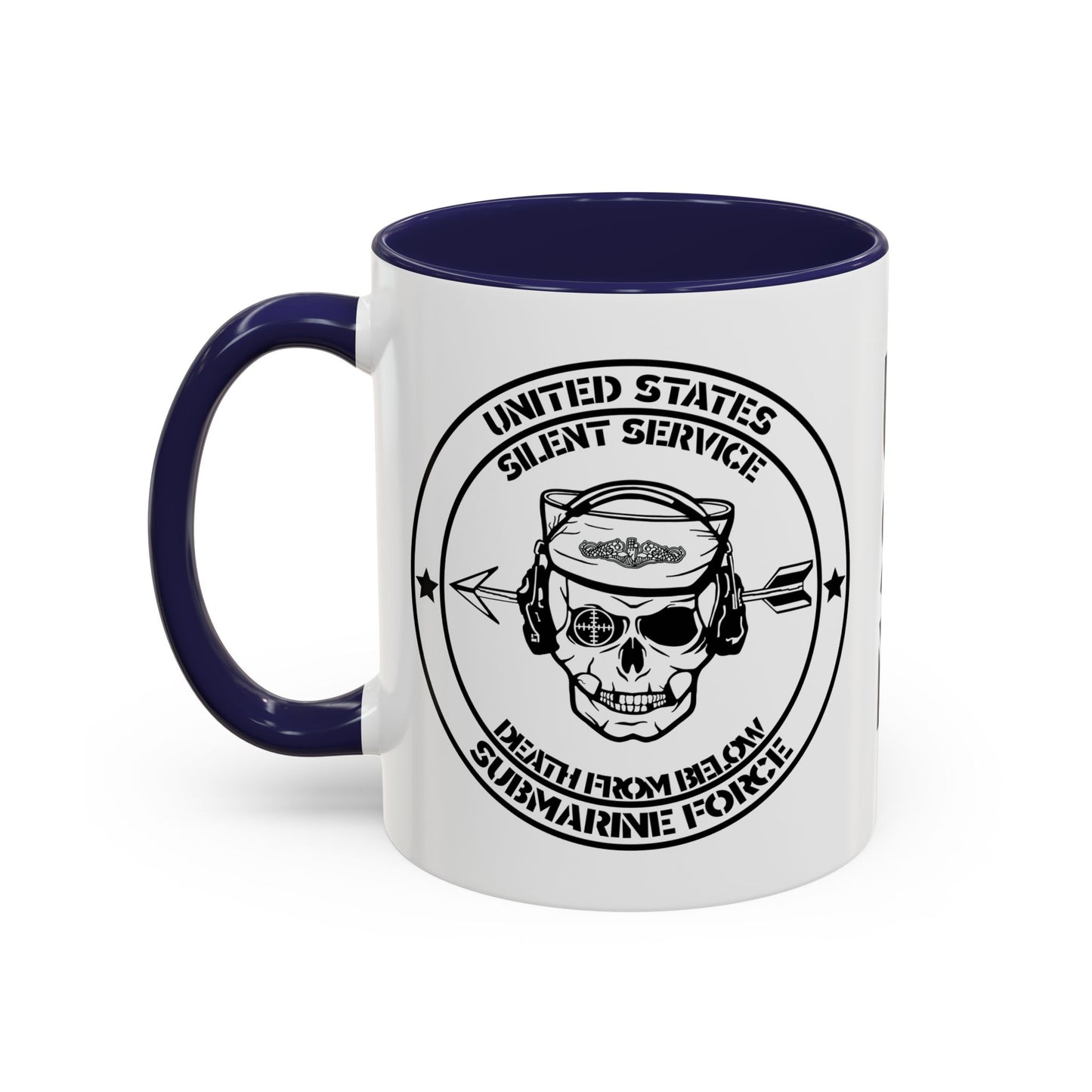 US Navy Submarine Force Silent Service Death From Below Sailor Skull Accent Coffee Mug