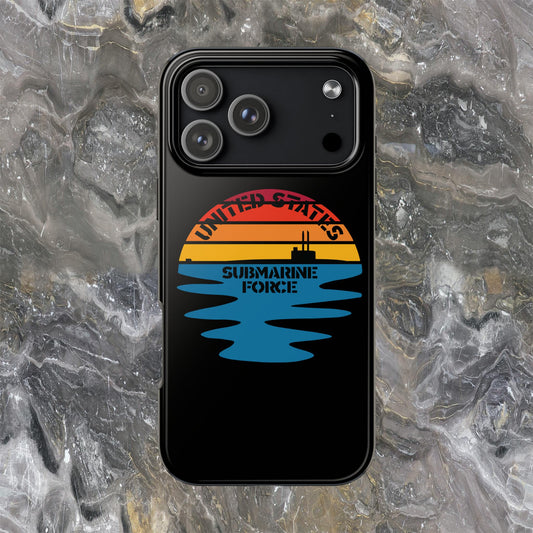 Sunset United States Submarine Force Half Moon Black Tough iPhone Case