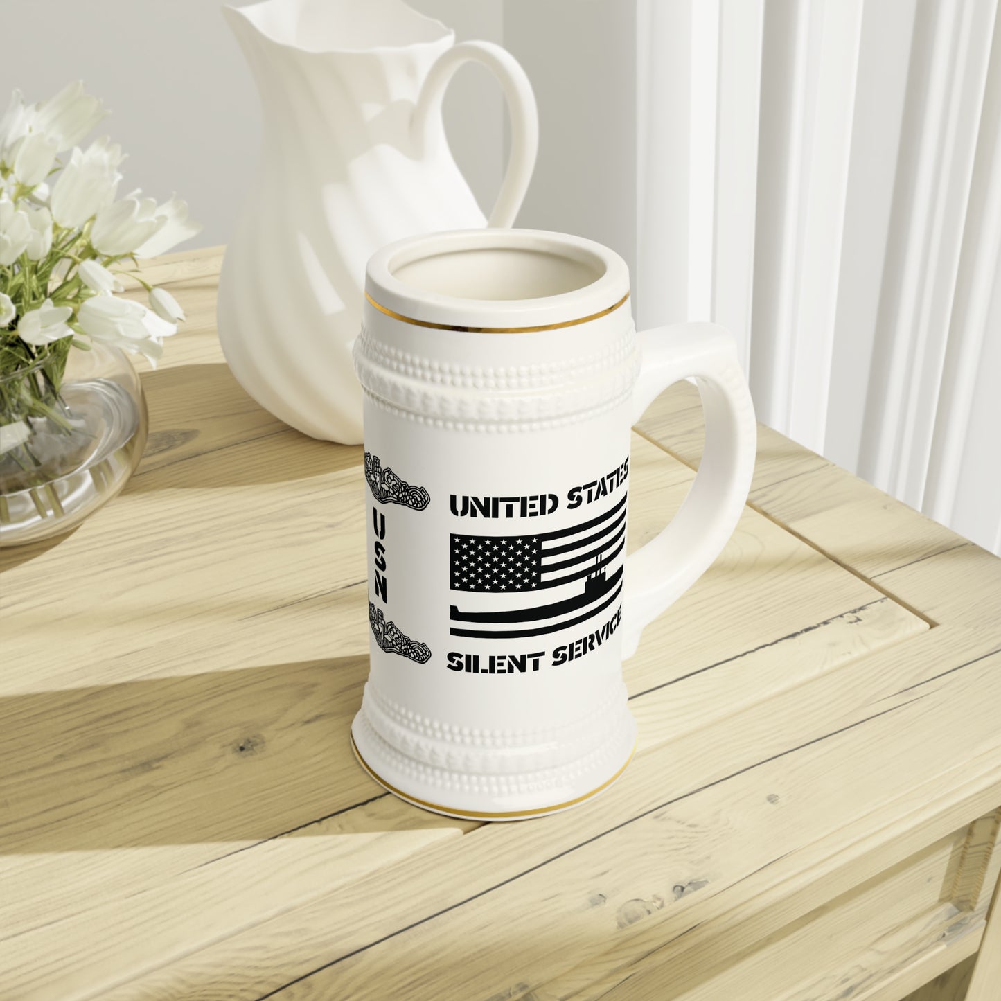 United States Silent Service Submarine Force USA Blackout Flag Beer Stein Mug