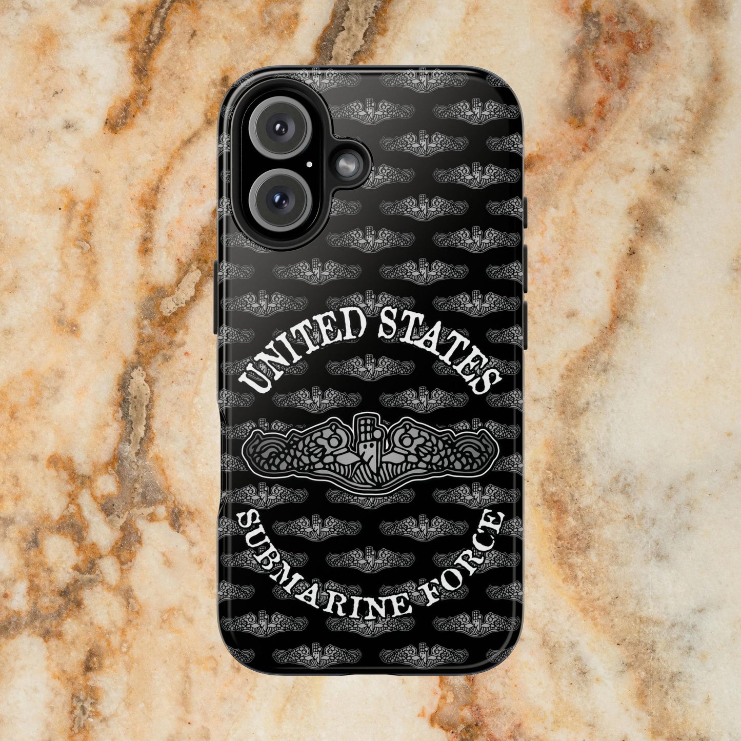 United States Submarine Force Silver Dolphins and Mini's on Black Tough iPhone Case