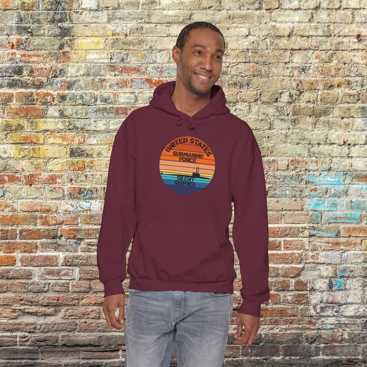 Sunset United States Submarine Force Silent Service Vintage Unisex Heavy Blend™ Hooded Sweatshirt