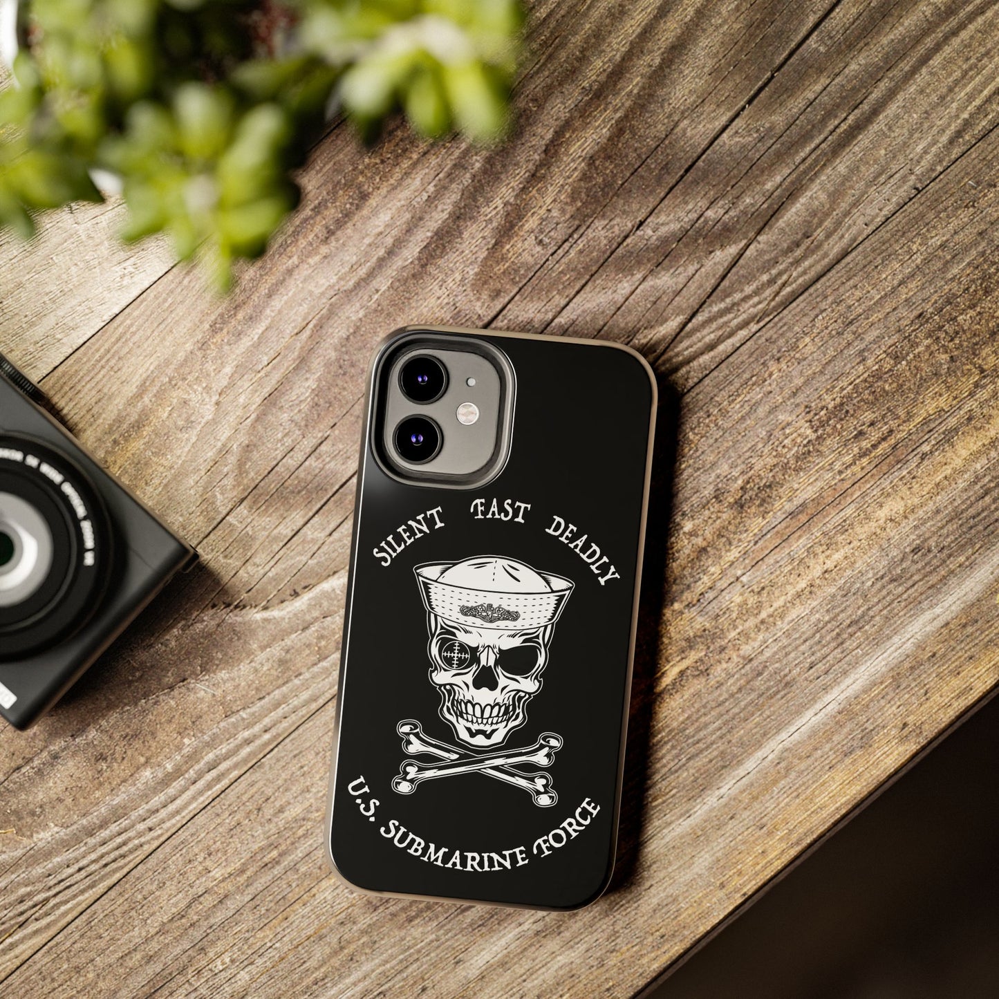 U.S. Submarine Force Skull & Crossbones Sailor with Dolphins Black Tough iPhone Case