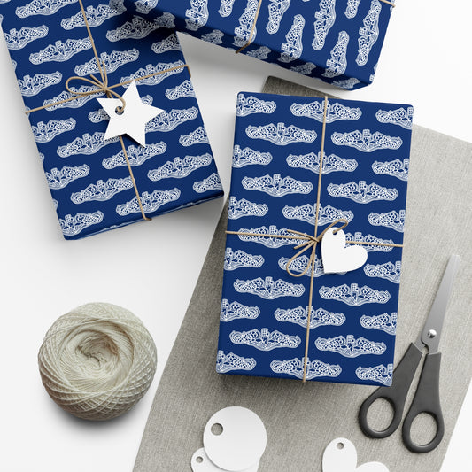 United States Navy Submarine Force White Dolphins Blue Gift Wrap Papers