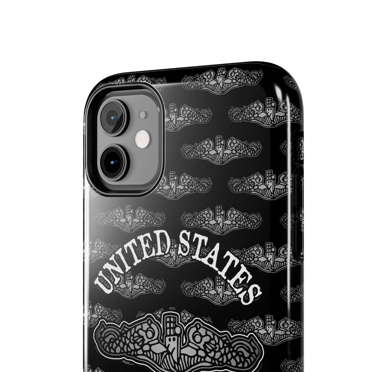 United States Submarine Force Silver Dolphins and Mini's on Black Tough iPhone Case
