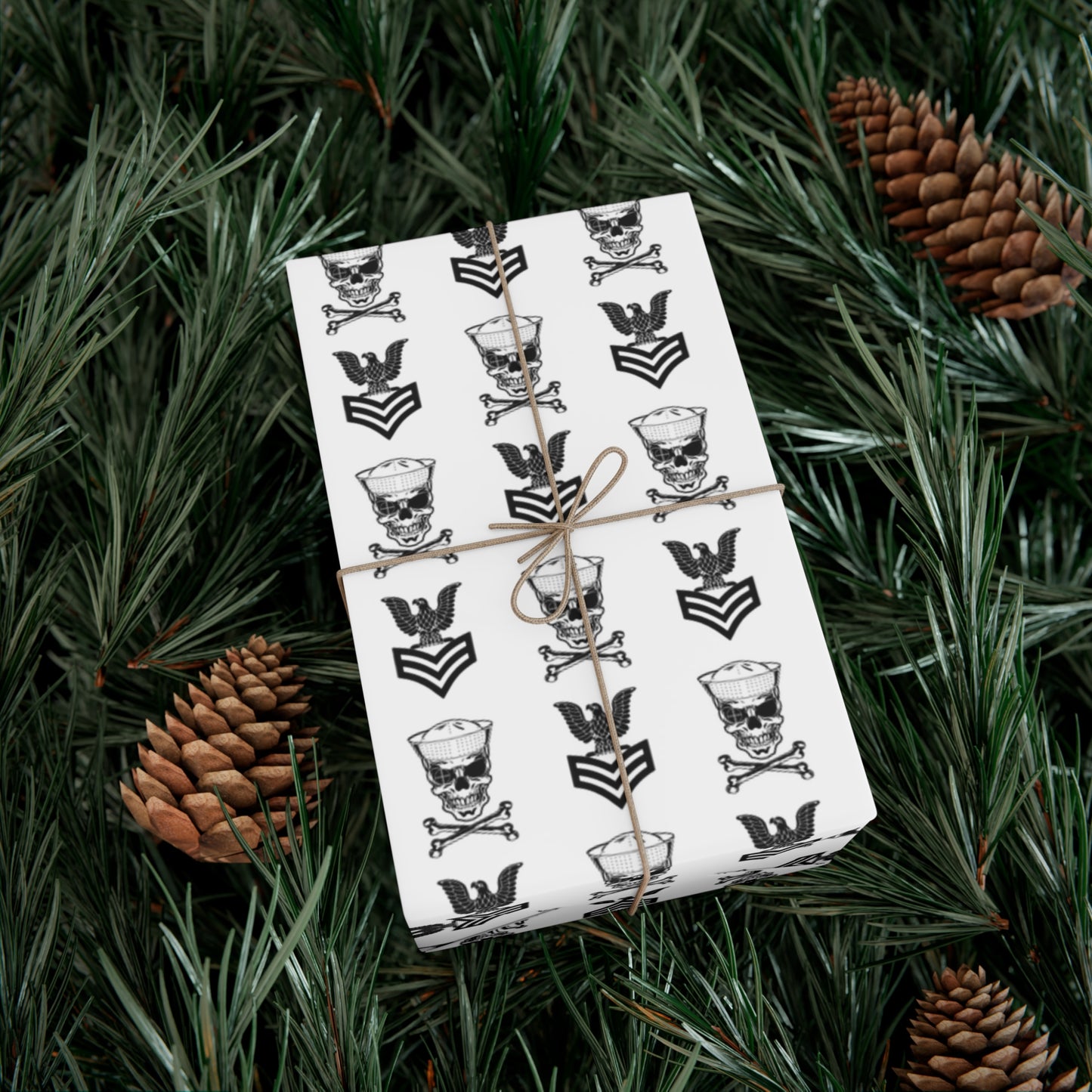 United States Navy FCPO Skull Crossbones First Class Sailor with Dixie Cup Blue Gift Wrap Papers