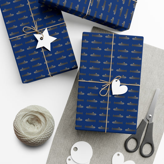 United States Navy Submarine Force Silent Service Gray Mini Submarines Blue Gift Wrap Papers