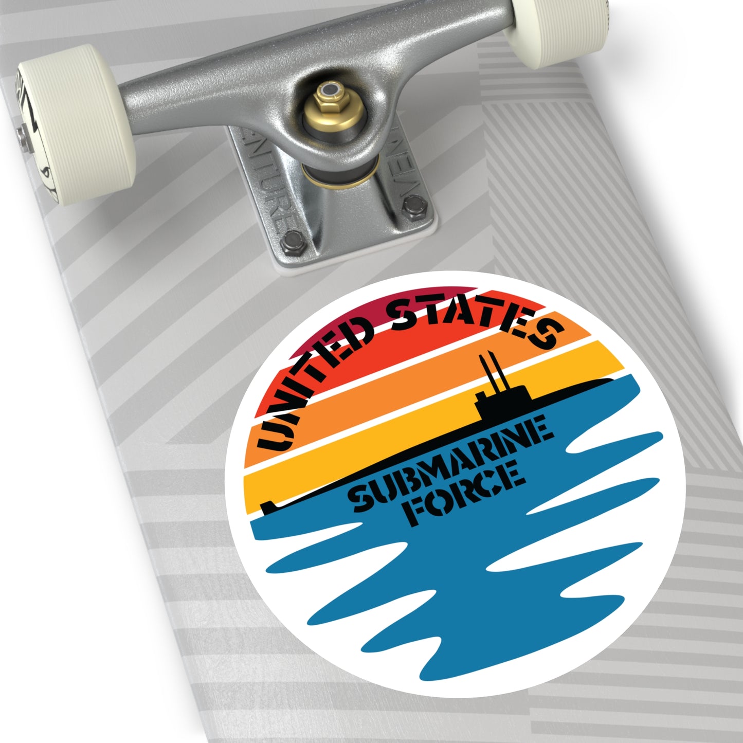Sunset United States Submarine Force Half Moon Round Sticker