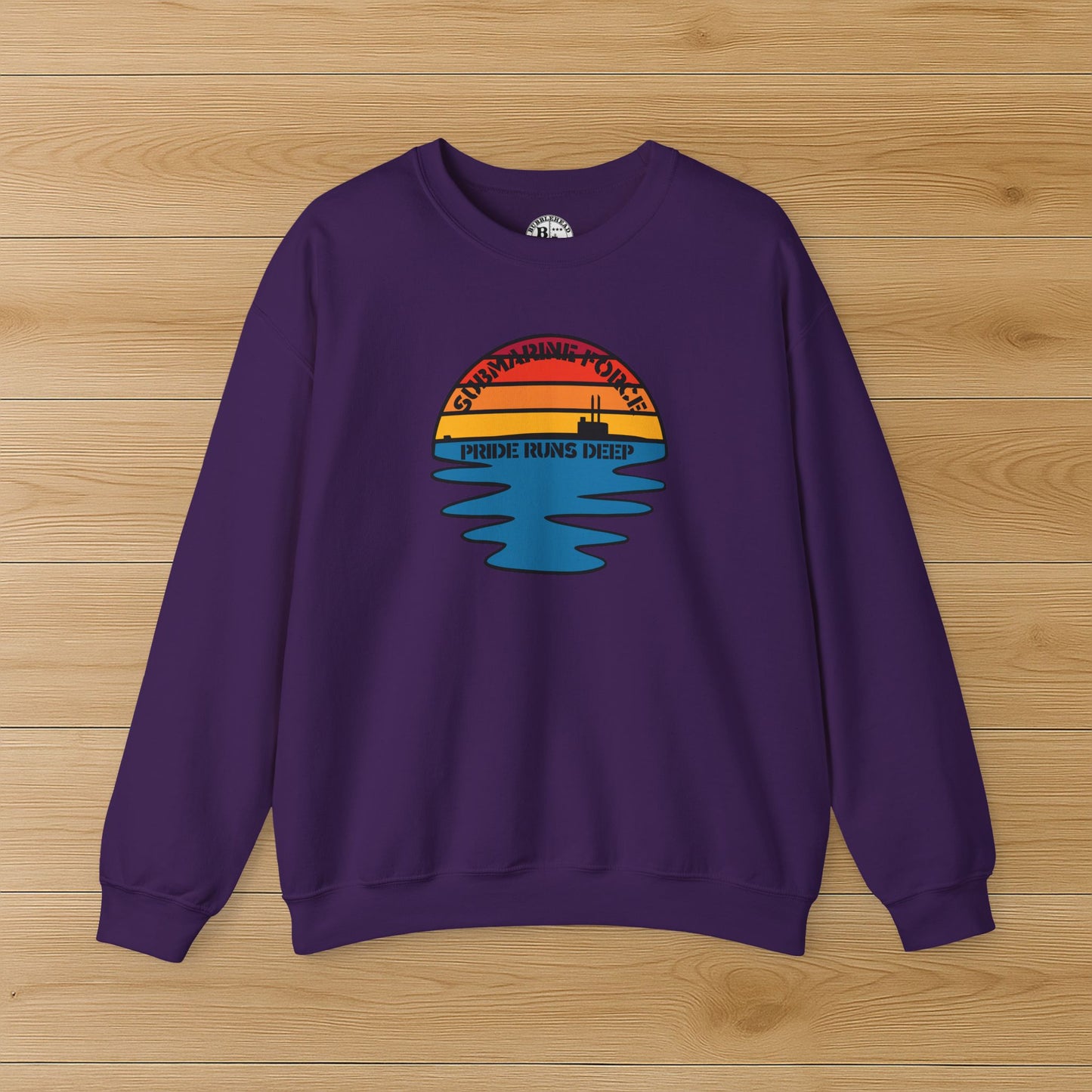 Sunset United States Navy Submarine Force Pride Runs Deep Vintage Mk2 Unisex Heavy Blend™ Crewneck Sweatshirt