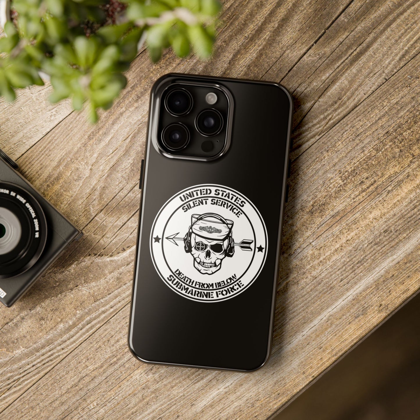 U.S. Submarine Force Silent Service Death From Below Sailor Skull Tough Black iPhone Case