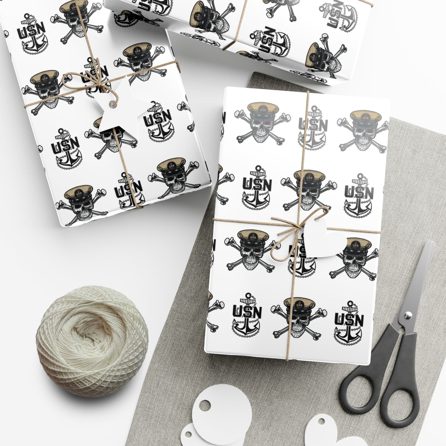 United States Navy Chief Skull & Crossbones with CPO Anchors White Gift Wrap Papers