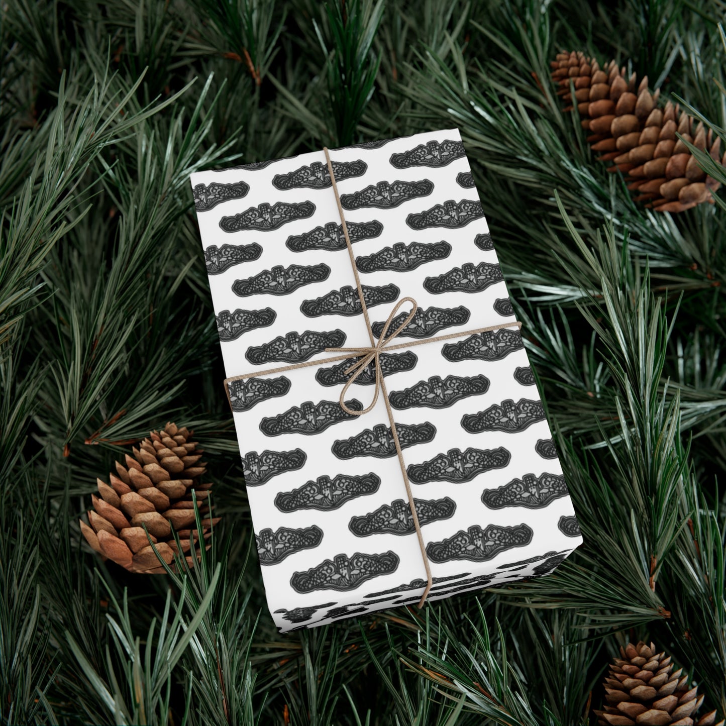 United States Navy Submarine Force Silent Service Silver Enlisted Dolphins White Gift Wrap Papers