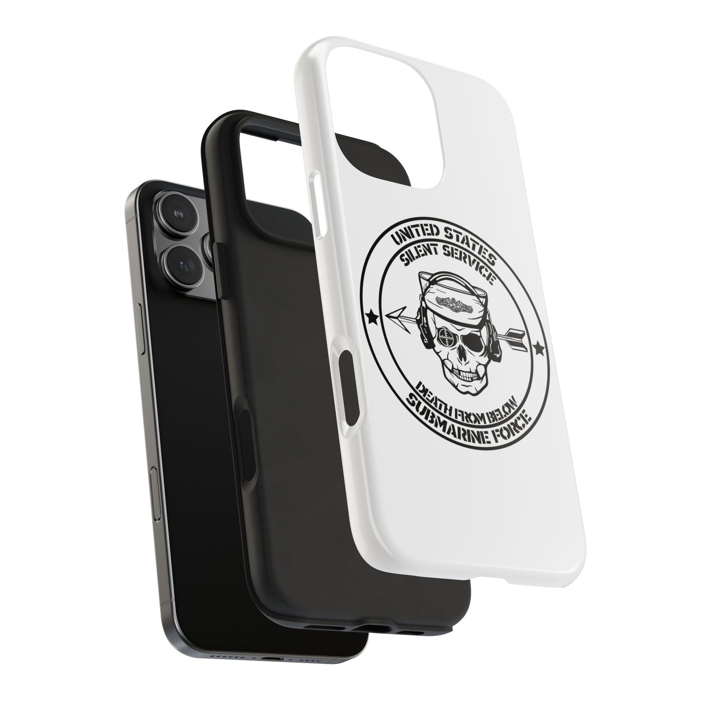 U.S. Submarine Force Silent Service Death From Below Sailor Skull Tough White iPhone Case