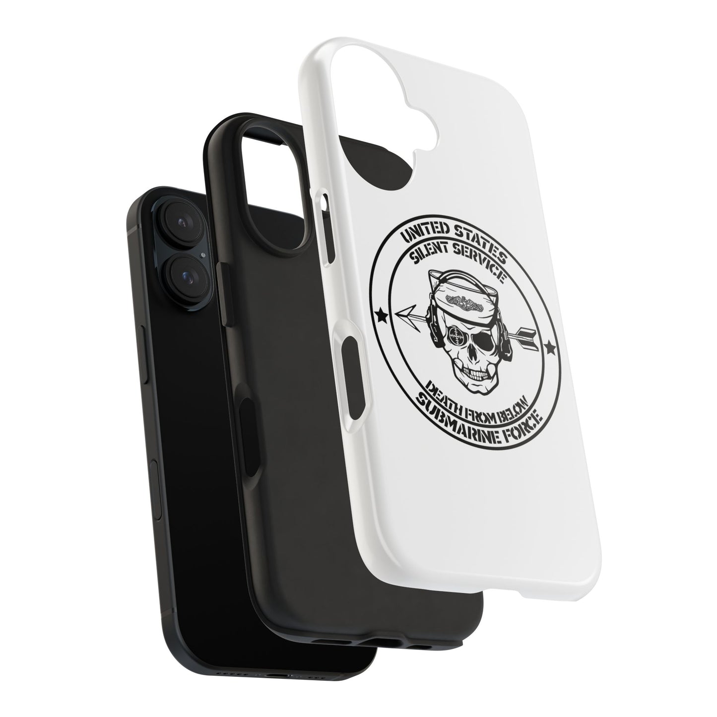 U.S. Submarine Force Silent Service Death From Below Sailor Skull Tough White iPhone Case