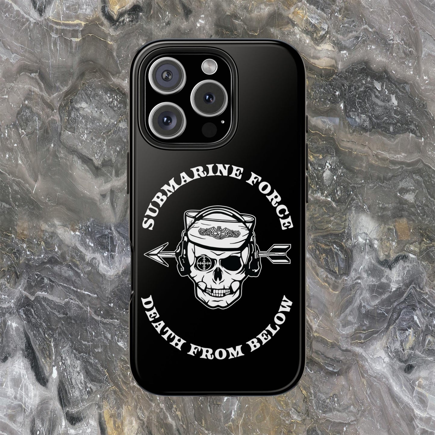 United States Submarine Force Silent Service Death From Below Submarine Sailor Skull Tough Black iPhone Case