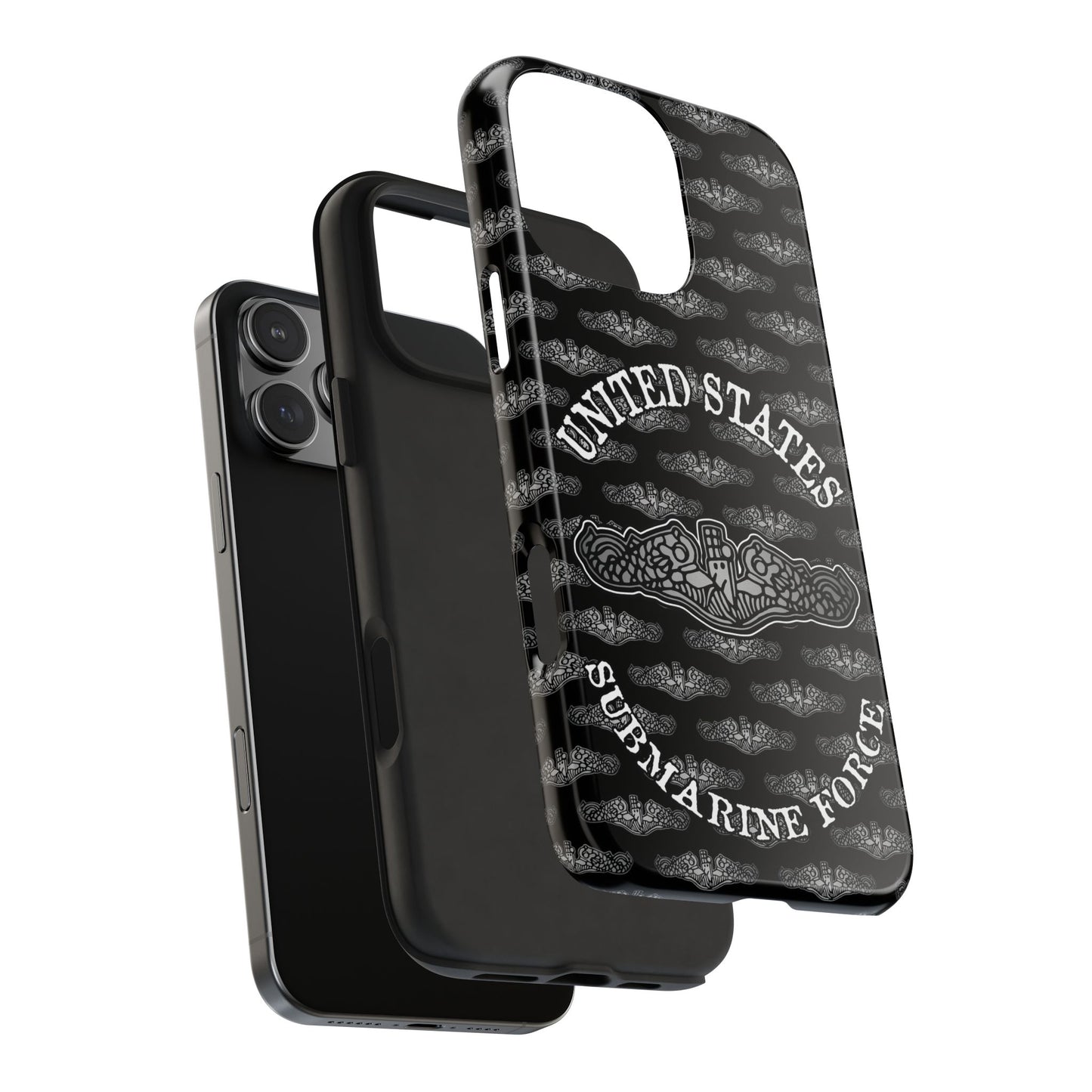 United States Submarine Force Silver Dolphins and Mini's on Black Tough iPhone Case