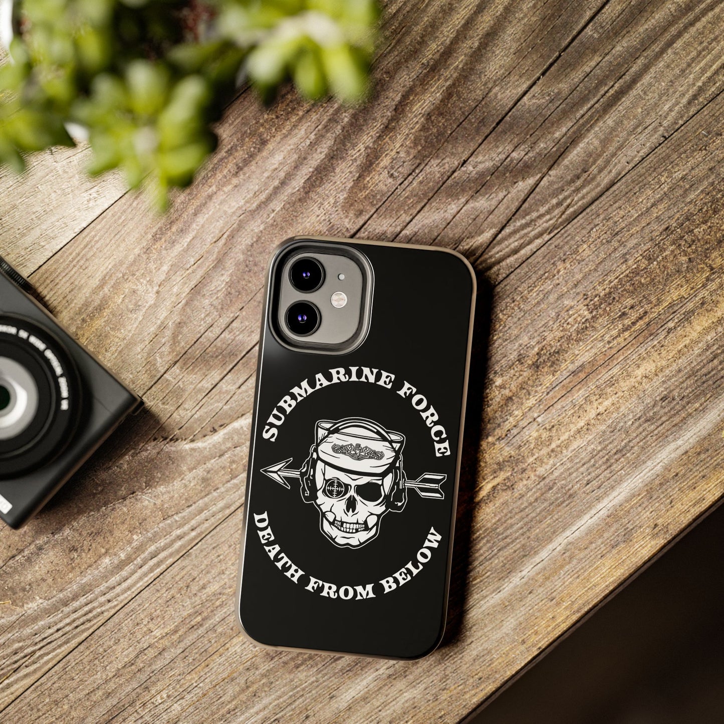 United States Submarine Force Silent Service Death From Below Submarine Sailor Skull Tough Black iPhone Case