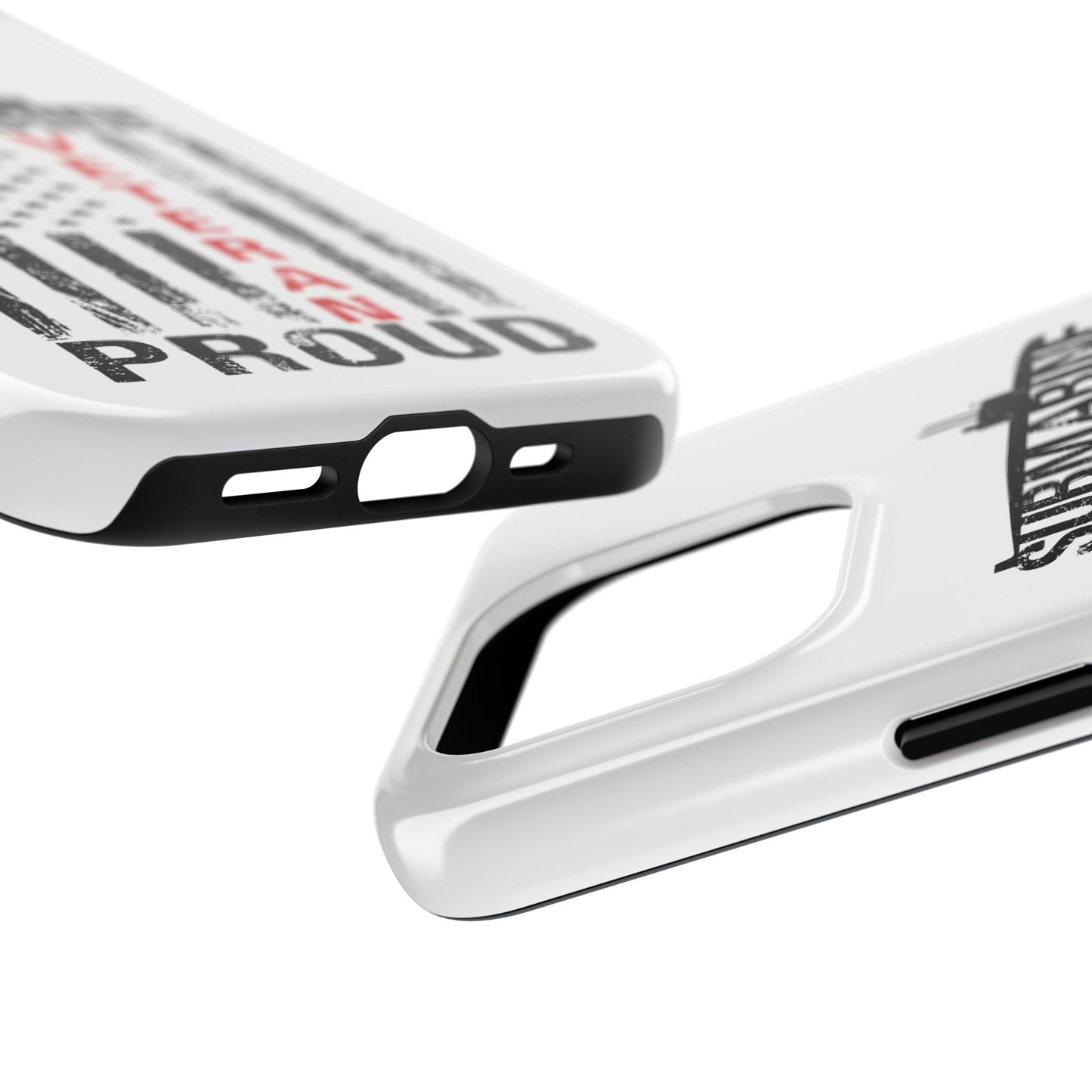 Submarine Veteran Proud Distressed White Flag White Tough iPhone Case