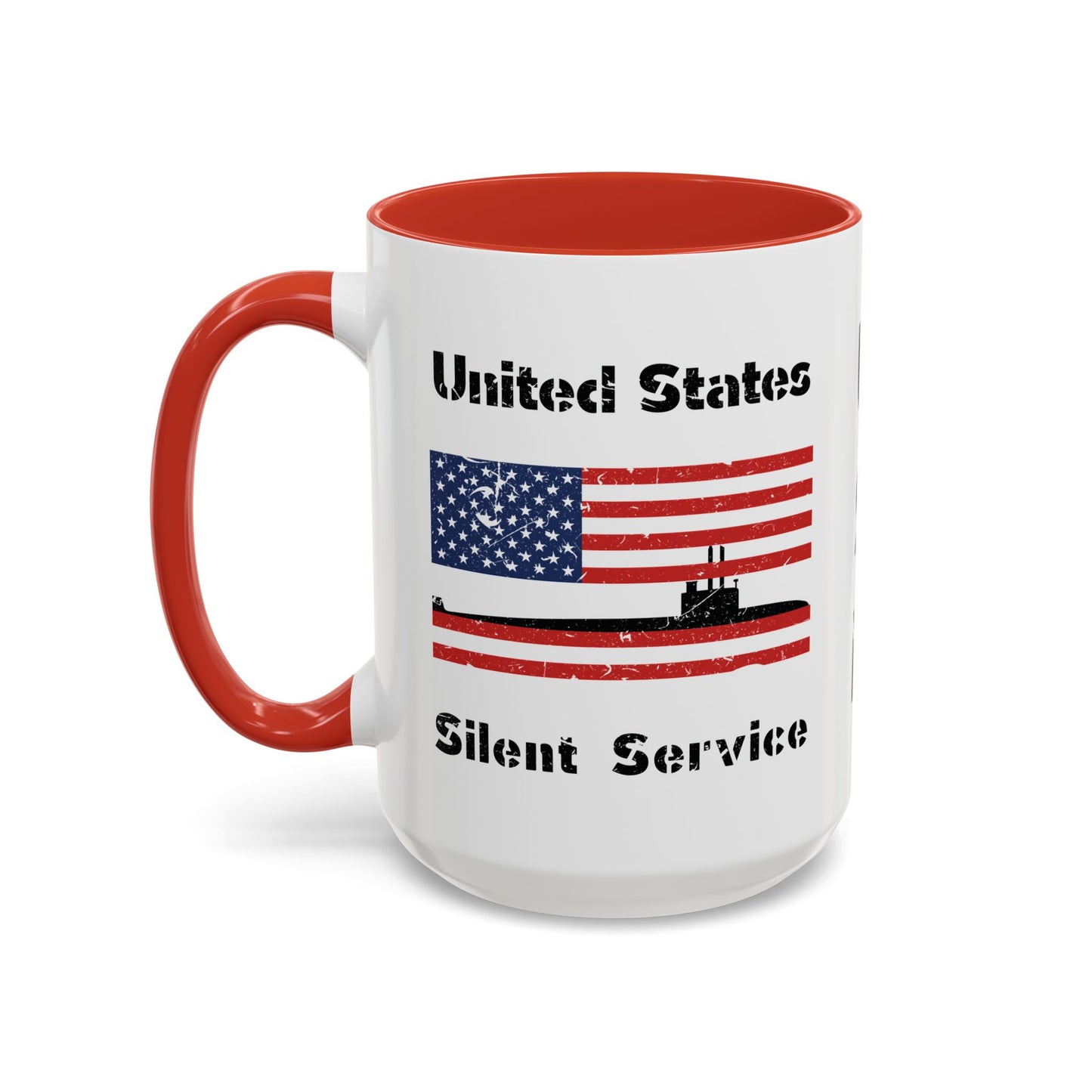 United States Navy Submarine Force Silent Service Distressed American Flag Accent Coffee Mugs